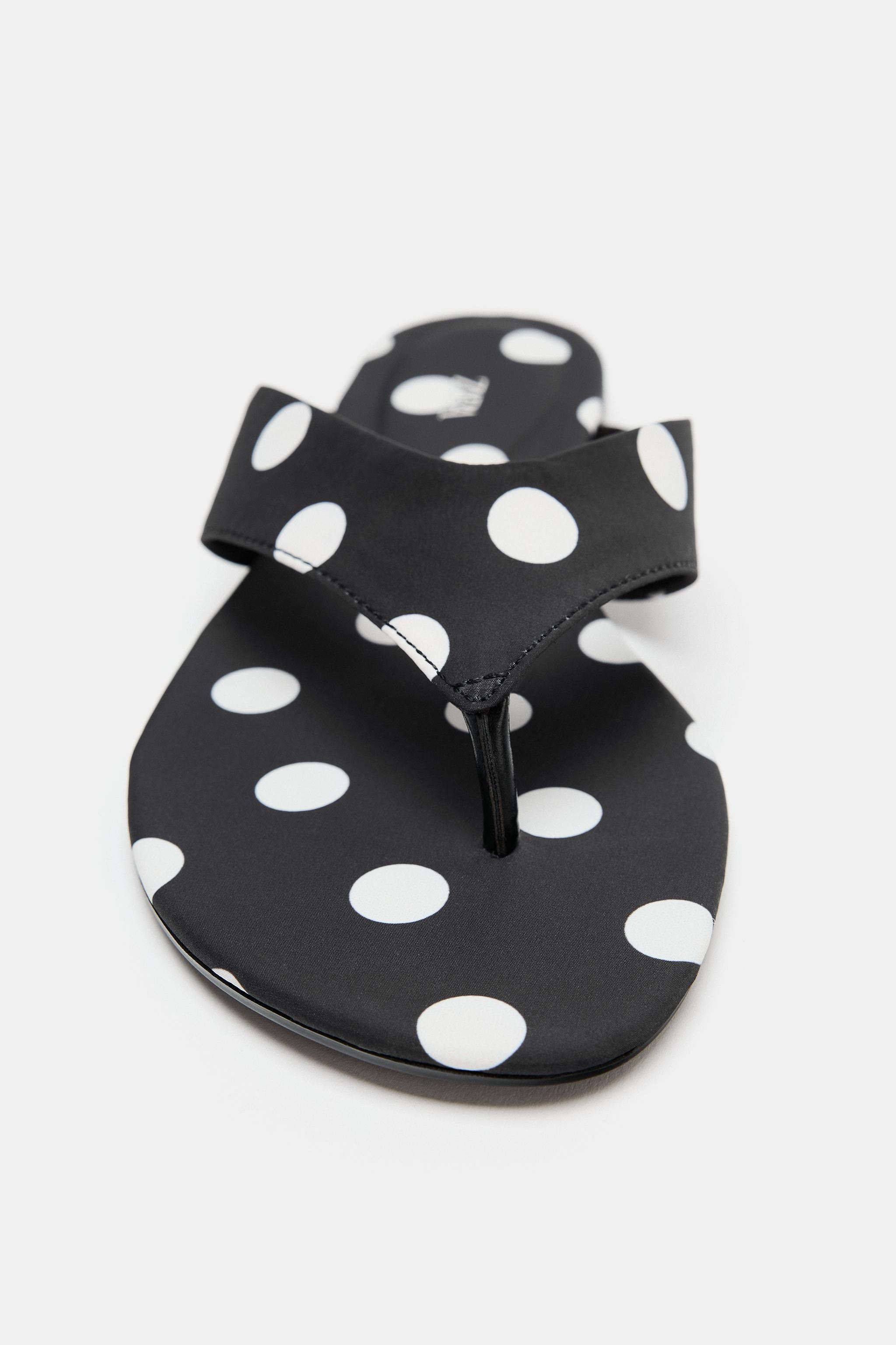 Женские сандалии Zara POLKA DOT FLAT SANDALS — фото 5