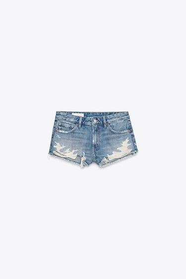 SHORT EN JEAN TRF DÉCHIRÉ TAILLE MI-HAUTE - Bleu de Zara - Image 7