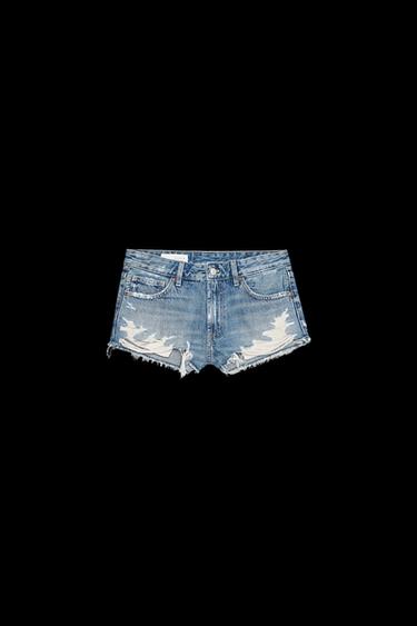 TRF DENIM-SHORTS MIT RISSEN UND MITTELHOHEM BUND - Blau von Zara - Bild 0