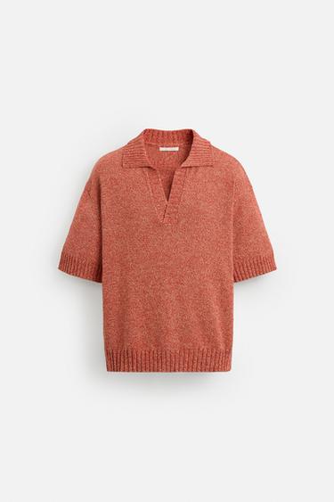 CONTRAST KNIT POLO SHIRT - Red by Zara - Image 7