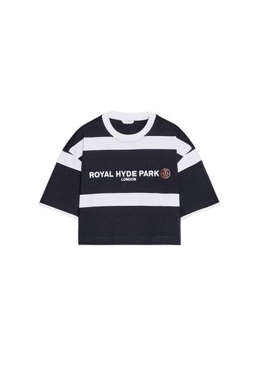 CAMISETA RAYAS BORDADO LONDRES - Blanco / Marino de Zara - Imagen 0