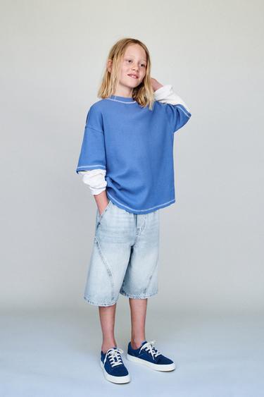 BERMUDA DENIM BARREL - Azul medio de Zara