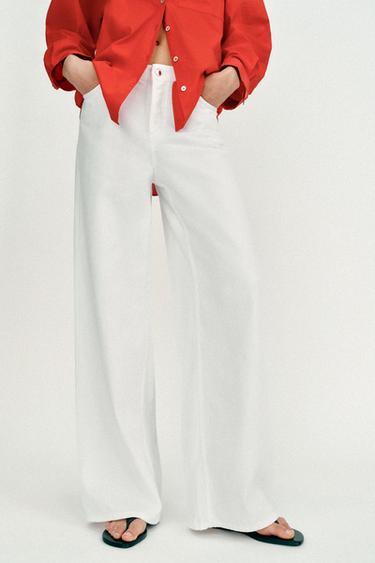 JEANS Z1975 LOOSE WIDE LEG TAILLE NORMALE - Blanc de Zara - Image 1