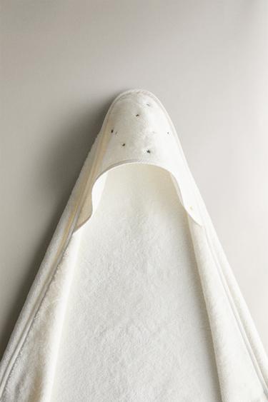 STARS HOODED BABY TOWEL — Oyster-white 2