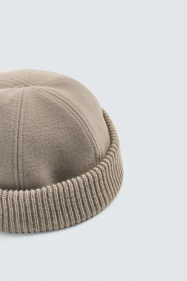 CONTRAST SHORT BEANIE - Beige by Zara - Image 1