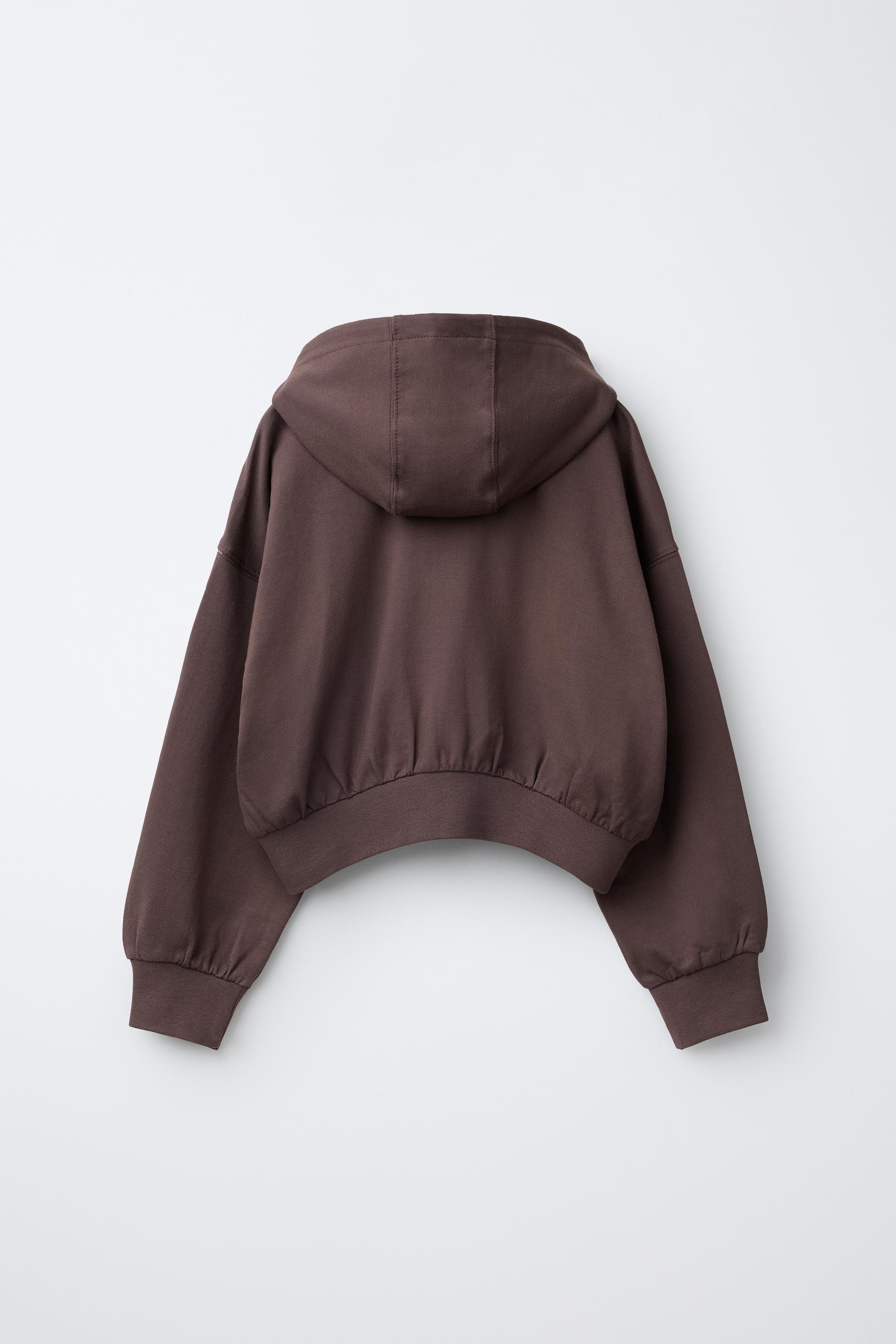 RAISED TEXT HOODIE - Brown | ZARA United States