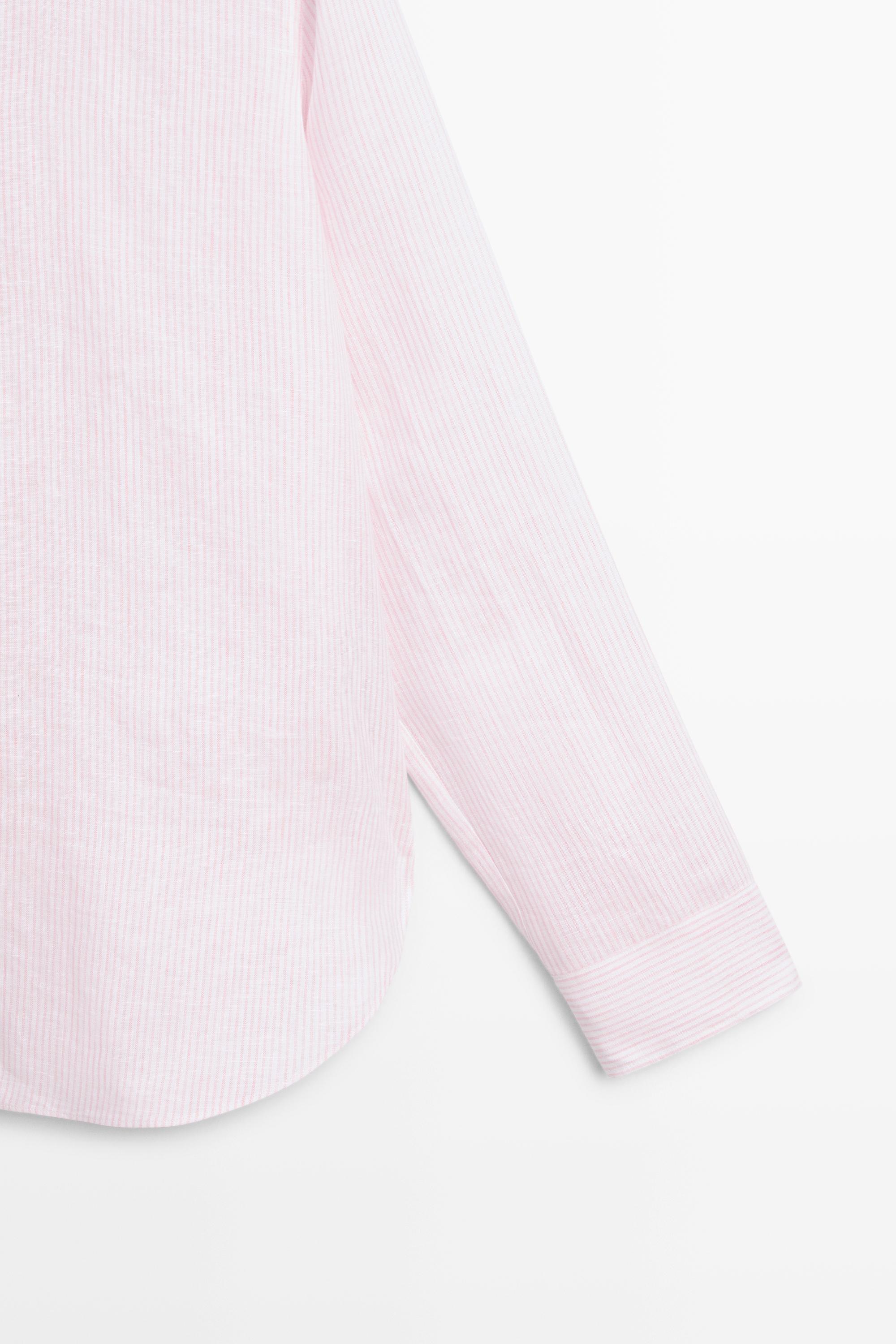 100% linen shirt with striped details