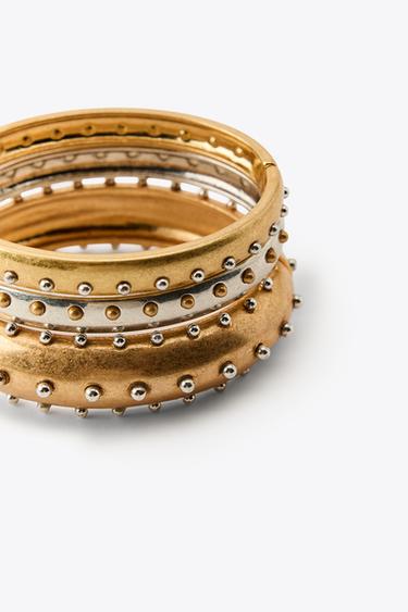 PACK OF 3 METAL STUD BRACELETS - Gold / Silver by Zara - Image 2