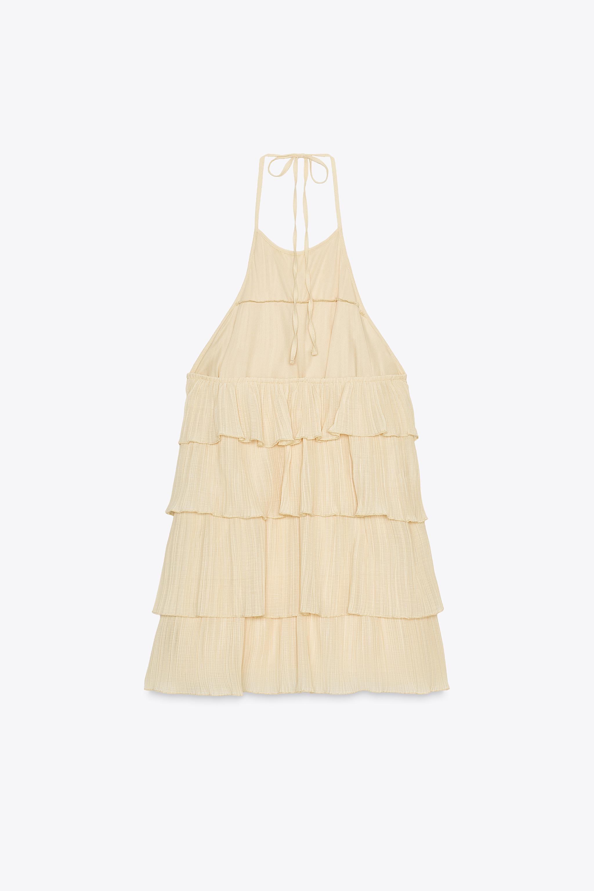RUFFLED HALTER DRESS