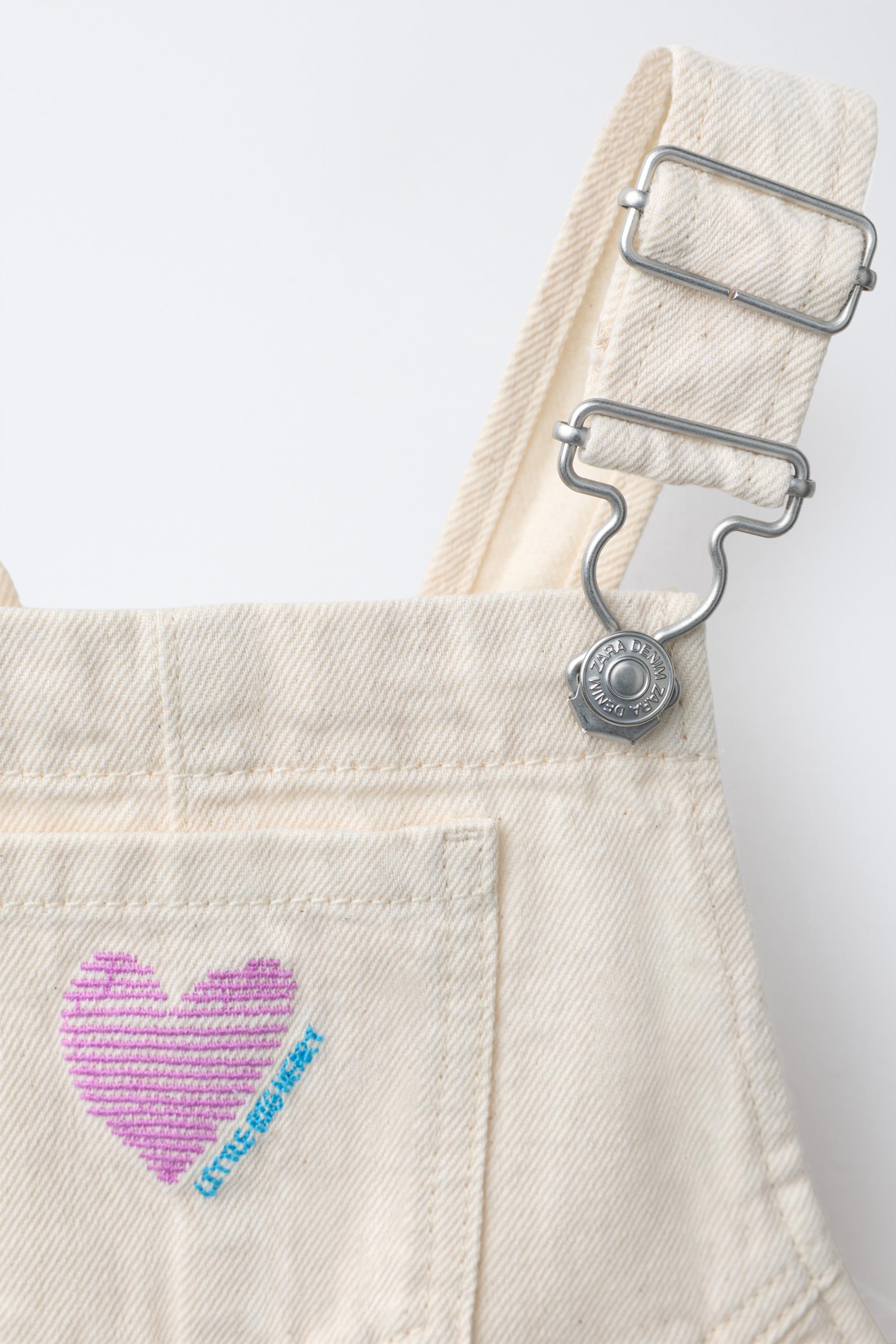 EMBROIDERED TWILL OVERALL SHORTS