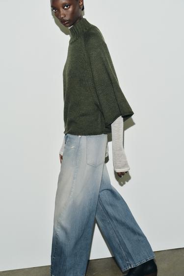 KNIT PONCHO SWEATER - Mid-green by Zara - Image 3