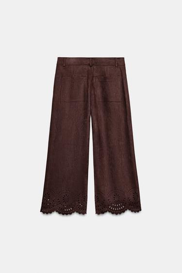 JUPE-CULOTTE EFFET DAIM AVEC BAS POINTELLE - Marron de Zara - Image 6