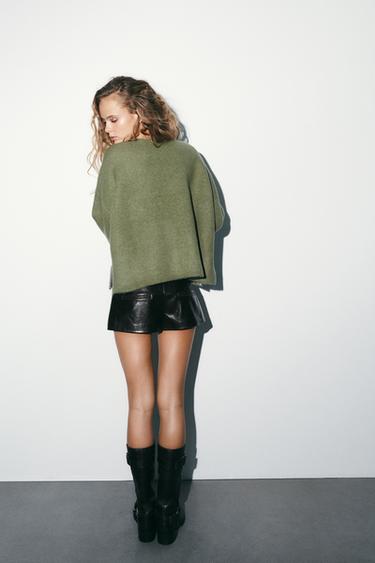 CONTRAST KNIT JUMPER - washed green by Zara - Image 4