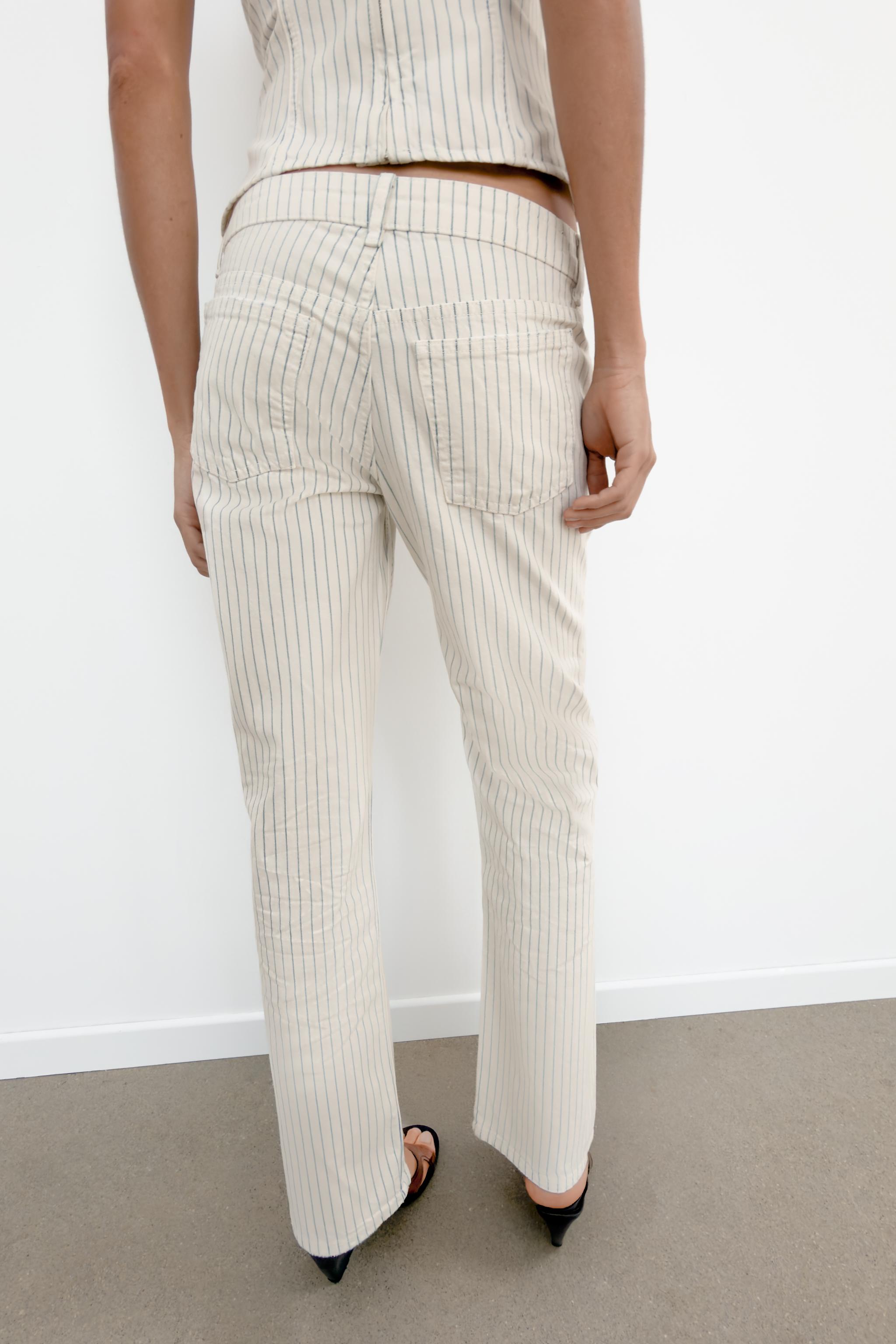 TRF LOW RISE STRIPED STRAIGHT JEANS