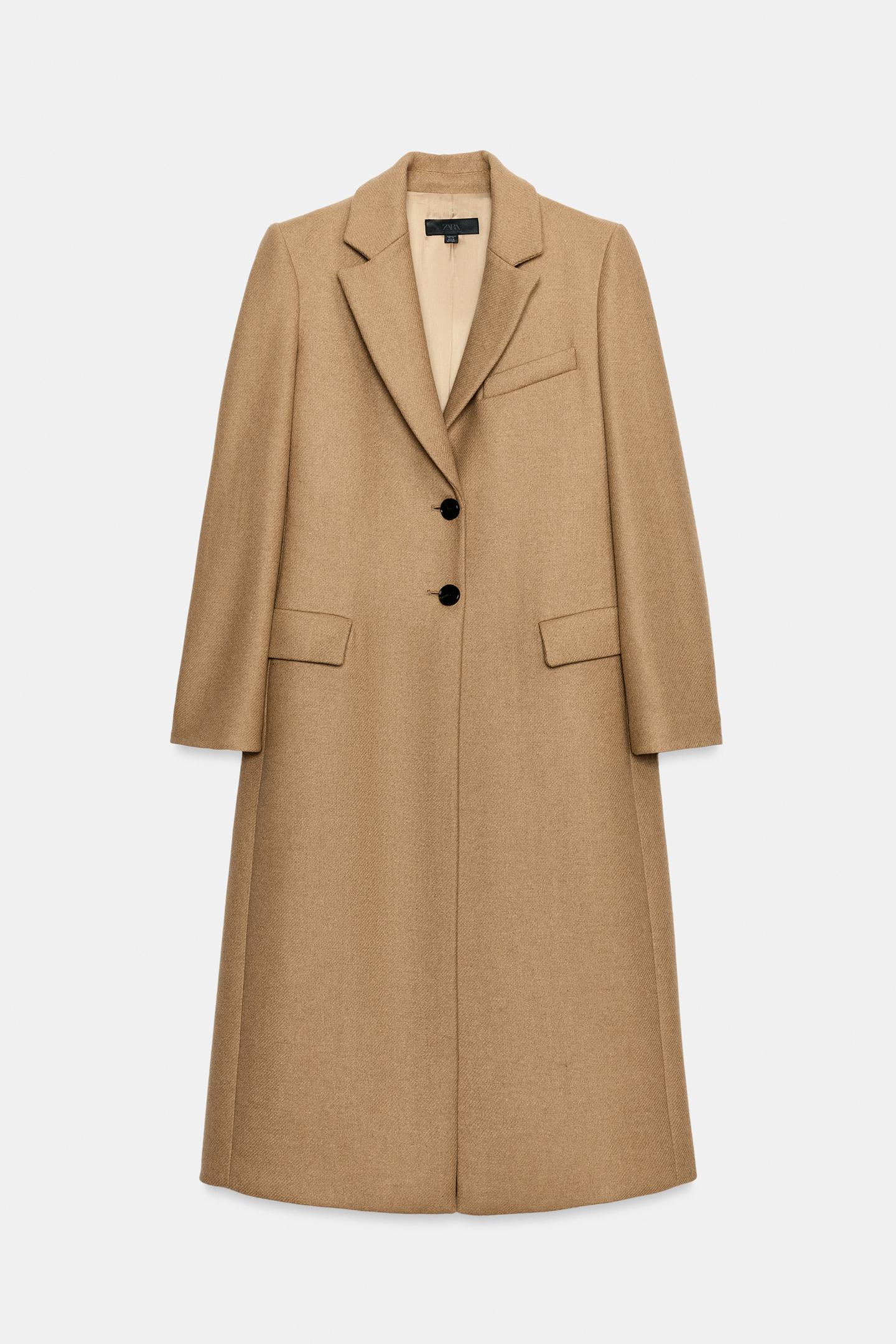Женское пальто Zara Tailored Long Wool, цвет: Серо-коричневый коричневый — фото 8