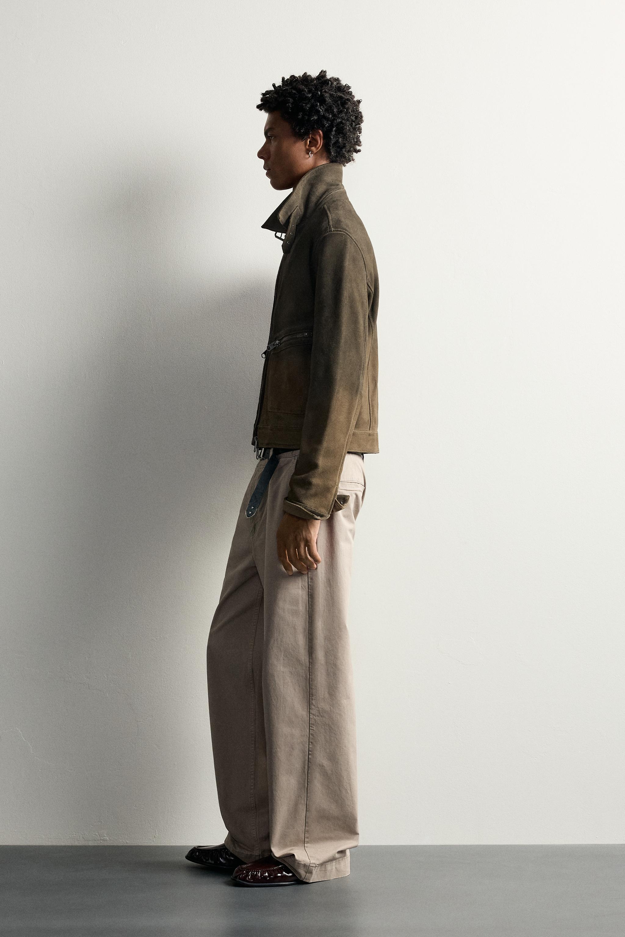 WASHED LEATHER CROPPED FIT JACKET - thumbnail 4