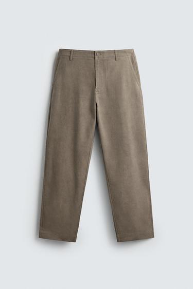 WASHED CHINO TROUSERS - camel by Zara