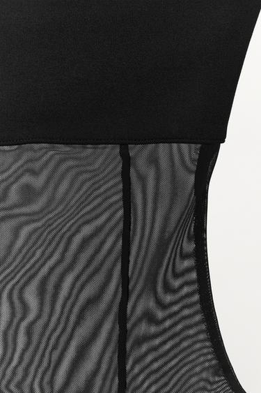 BODY BANDEAU EN TULLE COMBINÉ - Noir de Zara - Image 4