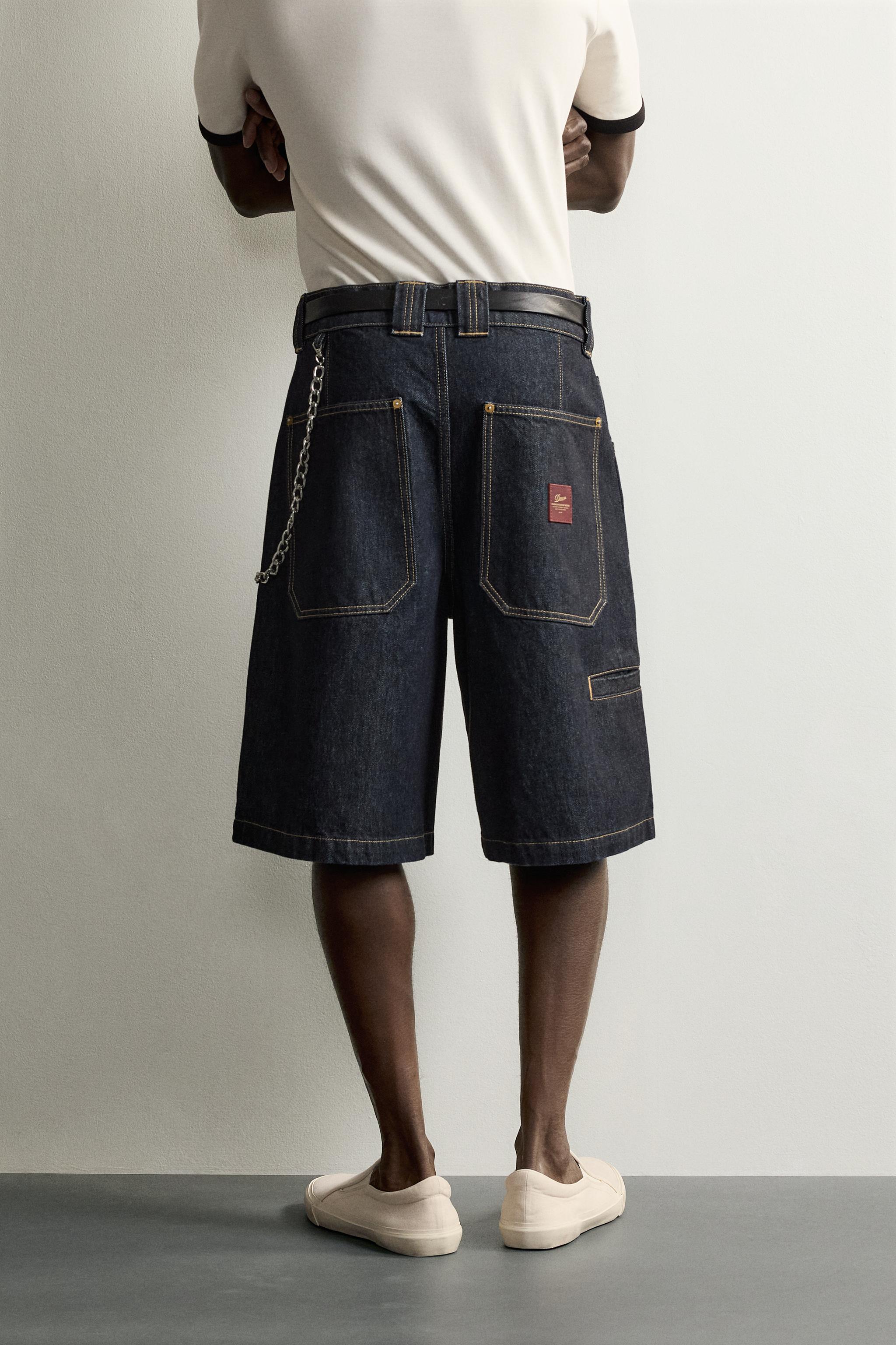 チェーン付きリラックスフィットデニムジョーツ - ブルー | ZARA Japan