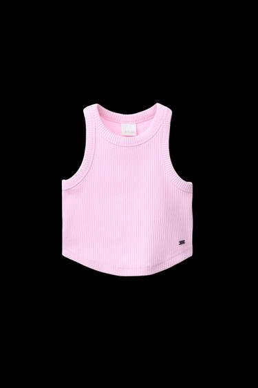 Zara RIBBED SWIMMER T-SHIRT - Pink - Image 0