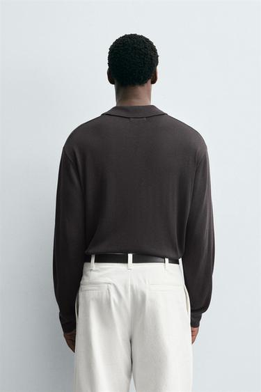 POLO EN MAILLE STRUCTURÉE - Gris foncé de Zara - Image 2