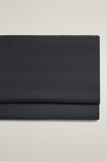 STRIPED SATEEN FLAT SHEET (500 THREAD COUNT) - MIDNIGHT BLUE by Zara - Image 0
