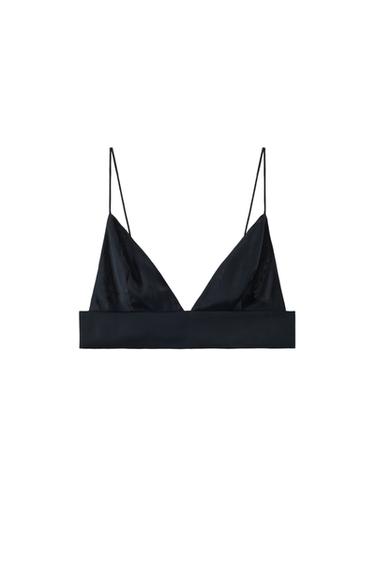 SATIN TRIANGLE BRALETTE - Midnight blue by Zara
