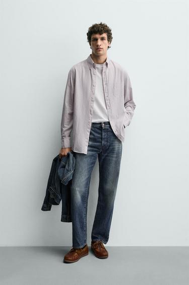 CHEMISE À CARREAUX AVEC POCHE - Rose corail de Zara