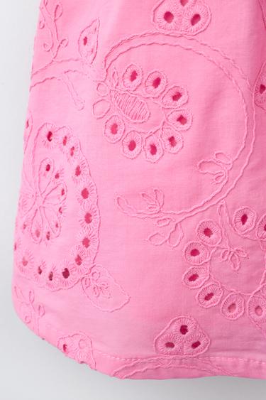 ROBE BIMATIÈRE MAILLE CROCHET FLEURS - Rose de Zara - Image 3