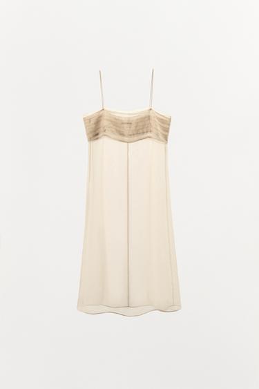 ROBE MI-LONGUE EN TULLE - Doré de Zara - Image 4