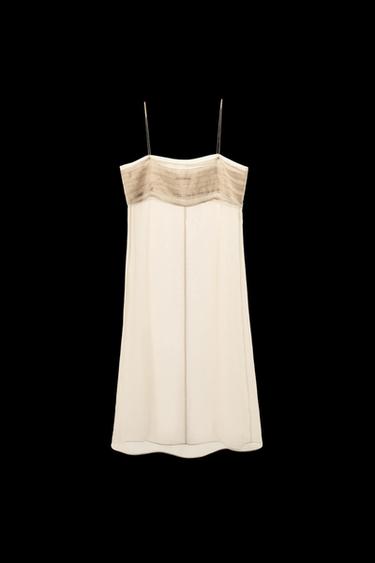 Zara TULLE MIDI DRESS - Golden - Image 0