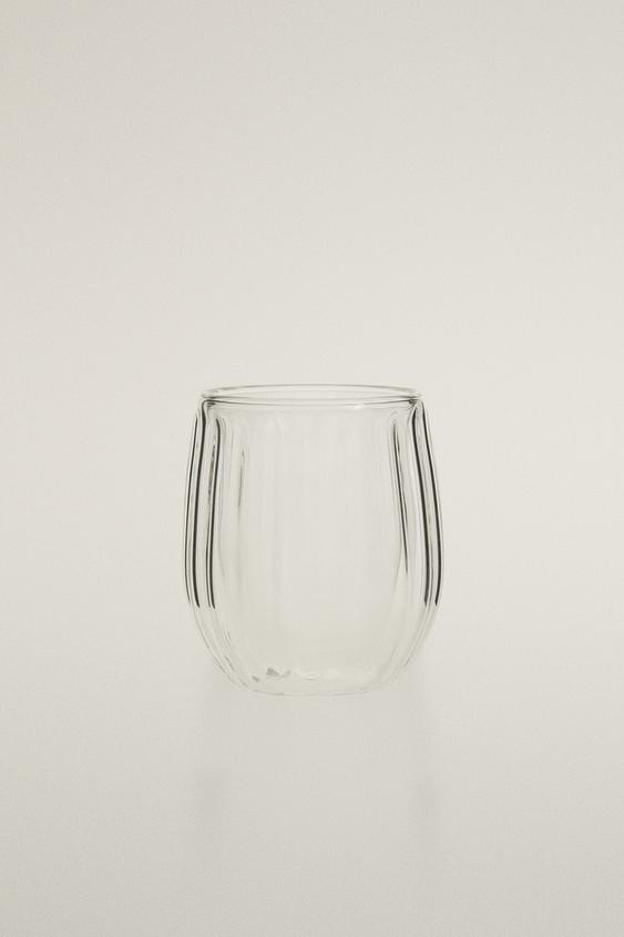 BOROSILICATE GLASS TUMBLER WITH RAISED LINES - Transparent by Zara - Image 0