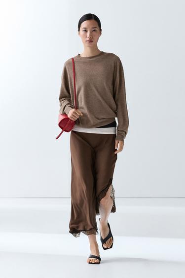 Zara Fine knit round neck sweater - Black gold - Image 0