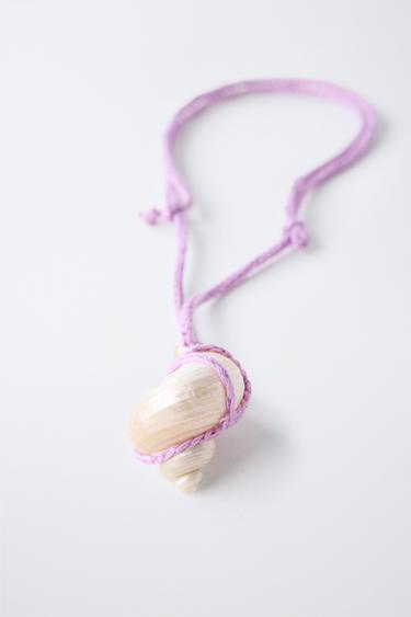 CORD AND SEASHELL NECKLACE - Mauve by Zara - Image 2