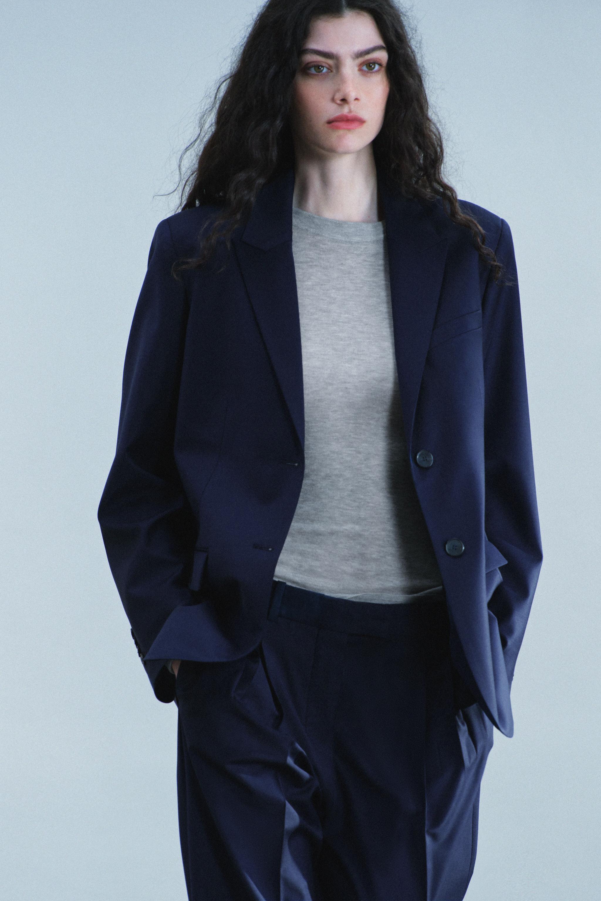 ZW COLLECTION WOOL-BLEND STRAIGHT-FIT BLAZER
