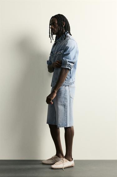 LOOSE FIT DENIM BERMUDA SHORTS - Mid-blue by Zara