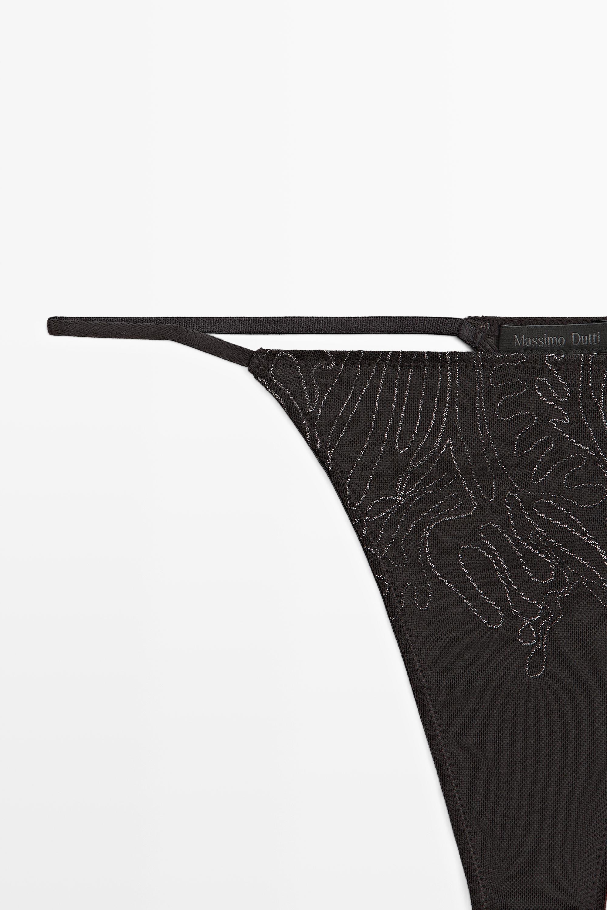 Thong with embroidered detail