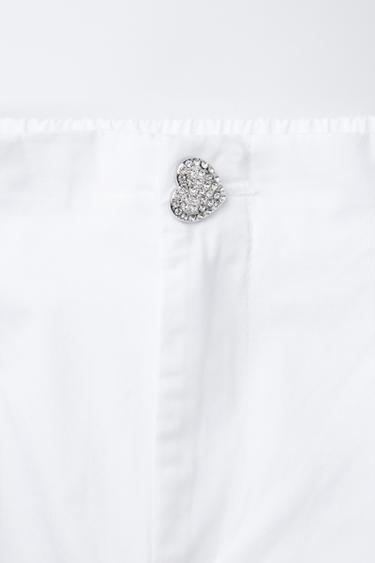 PANTALON POPELINE BOUTON BIJOU - Blanc de Zara - Image 2