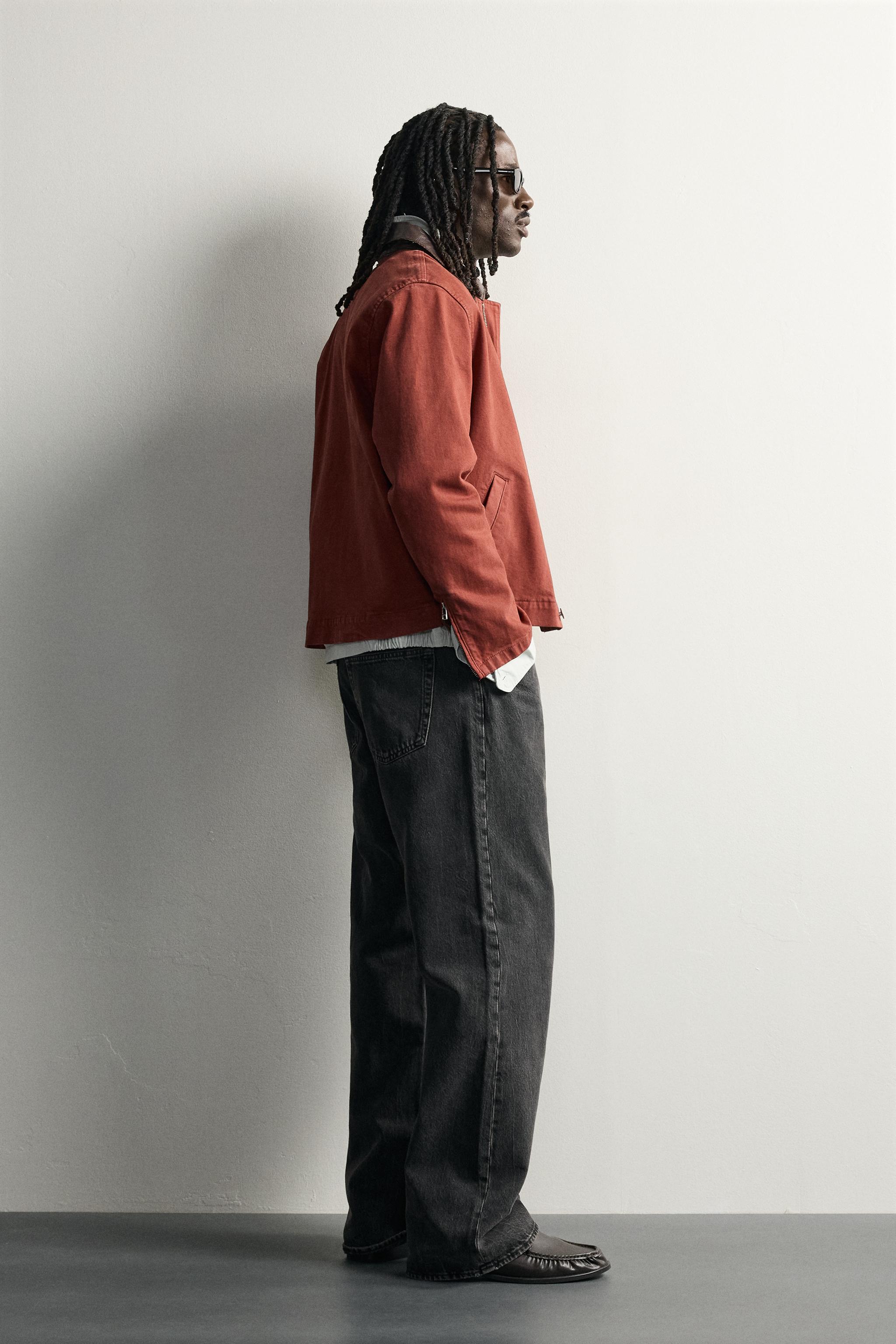 Мужские куртки Zara CROPPED FIT JACKET WITH CONTRAST COLLAR — фото 4