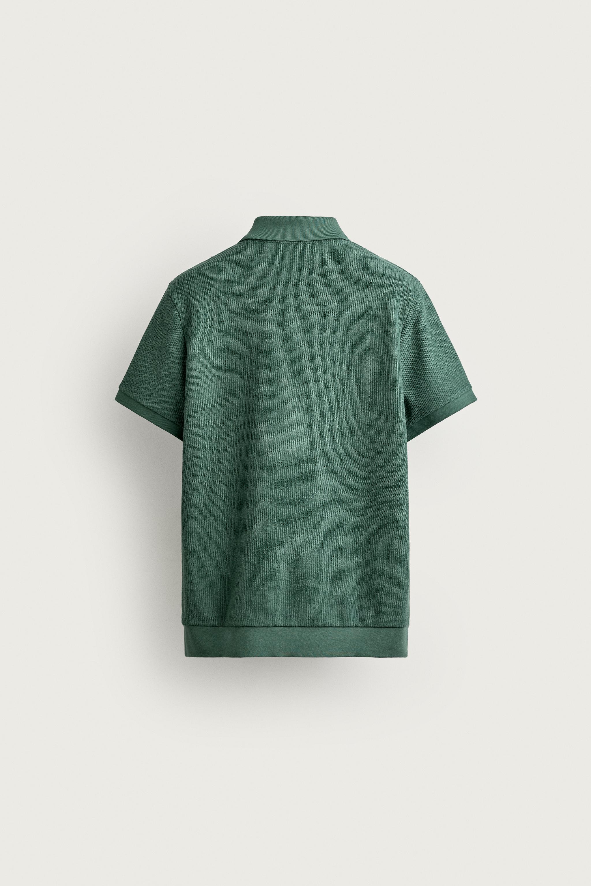 Мужские рубашки Zara REGULAR FIT ZIP POLO SHIRT — фото 7