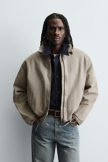 PADDED JACKET WITH COMBINED COLLAR - Beige by Zara