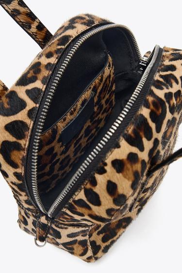 MINI BOWLING BAG WITH ANIMAL PRINT LEATHER AND SHEEPSKIN - Leopard by Zara - Image 3