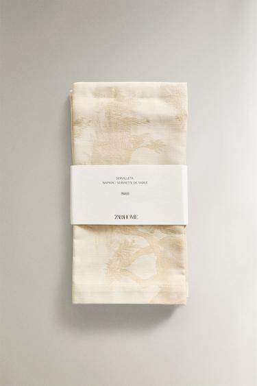 SET OF JACQUARD HORSE PRINT NAPKINS (SET OF 2) - Beige by Zara - Image 4