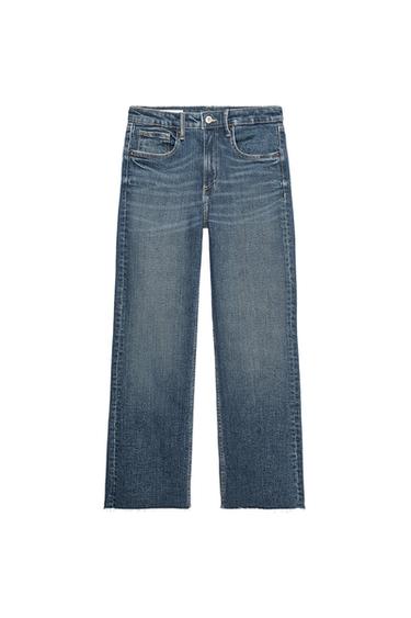TRF LOW-RISE CROPPED FLARE JEANS - Navy blue by Zara