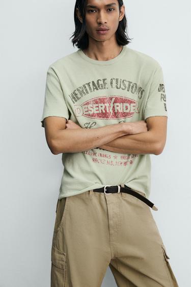 WASHED PRINT KNIT T-SHIRT - Sea green by Zara - Image 5