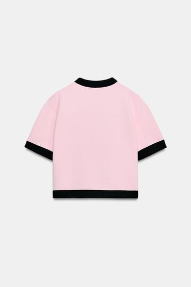 GILET EN MAILLE BIMATIÈRE MANCHES COURTES - Rose de Zara - Image 6