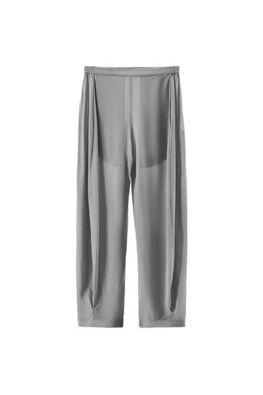 100% VISCOSE PYJAMA-STYLE TROUSERS - stone by Zara