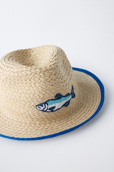 EMBROIDERED STRAW HAT - Bluish by Zara - Image 2