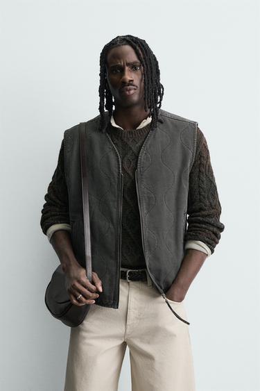 WASHED TOPSTITCHED WAISTCOAT - Mid-grey by Zara