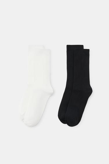 2-PACK RIBBED PLAIN SOCKS — Black 1